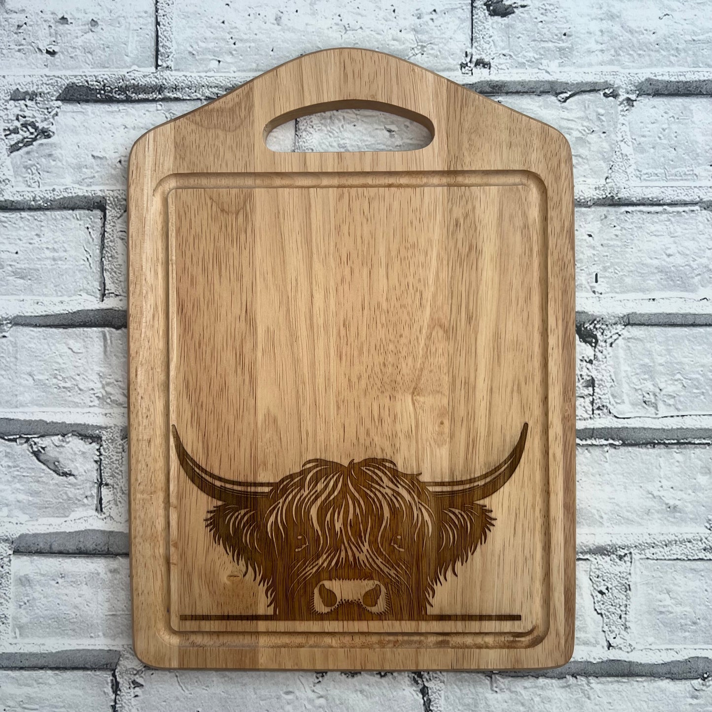 Bamboo Chopping/Serving Board - Peeking Highland Cow