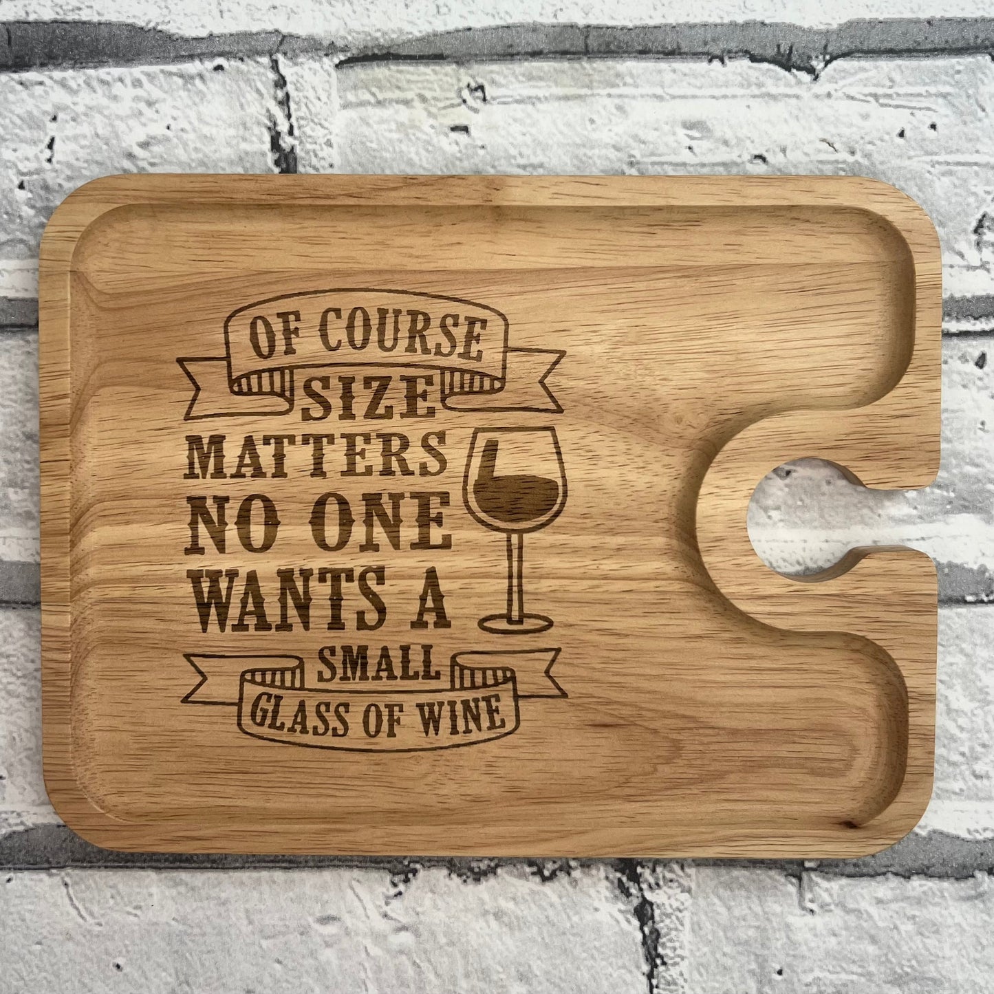 Wine and Nibbles Tray - Of Course Size Matters No One Want A Small Glass Of Wine