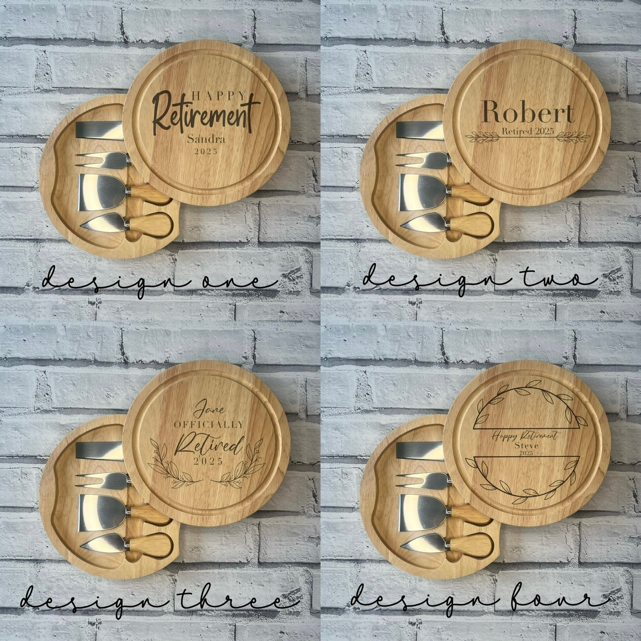 Personalised Cheese Board Set - Retirement Gift - Various Designs
