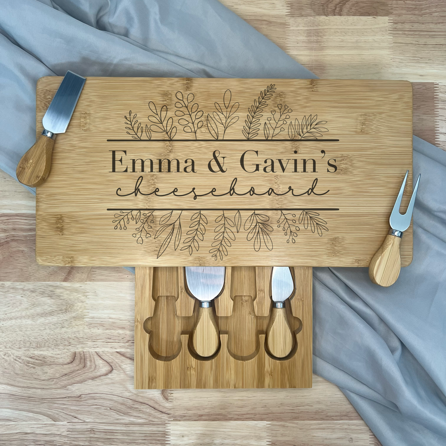 Rectangle Personalised Cheese Board Set - Various Designs