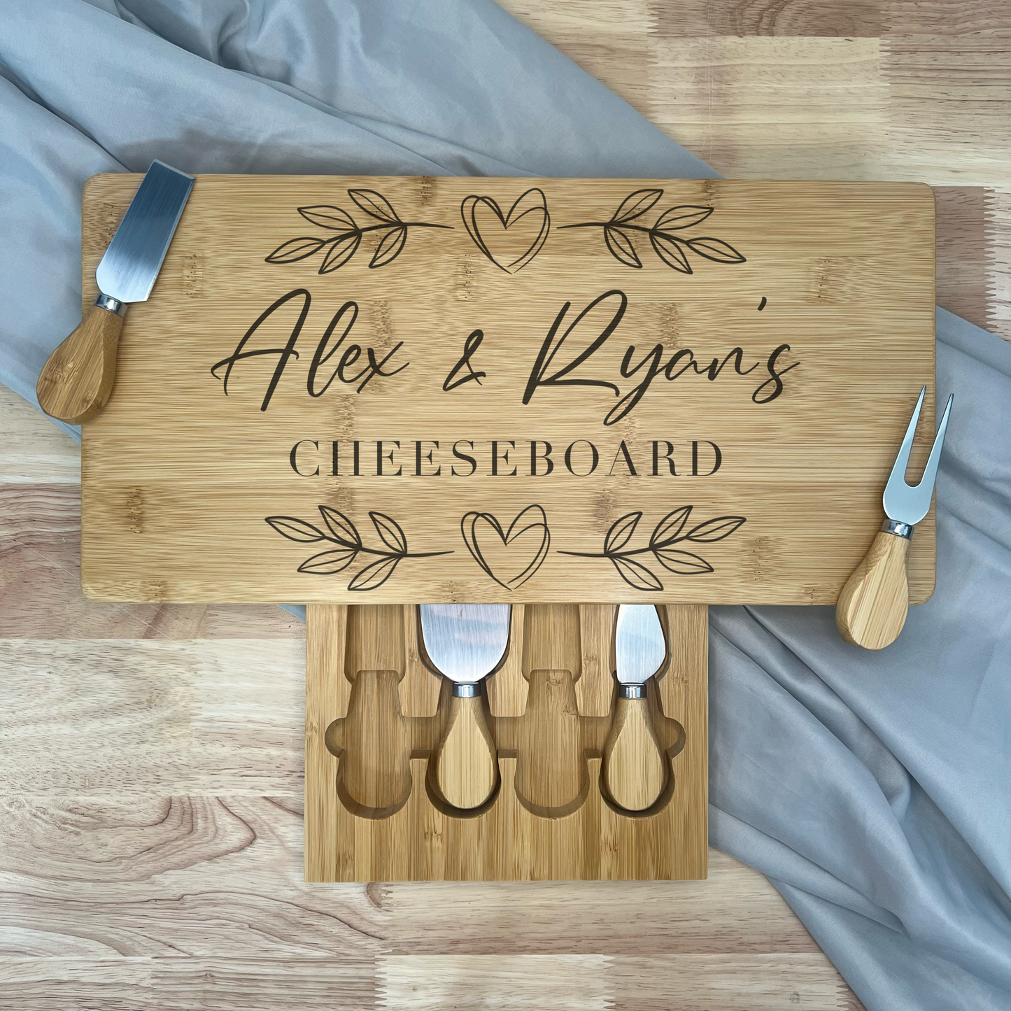 Rectangle Personalised Cheese Board Set - Various Designs