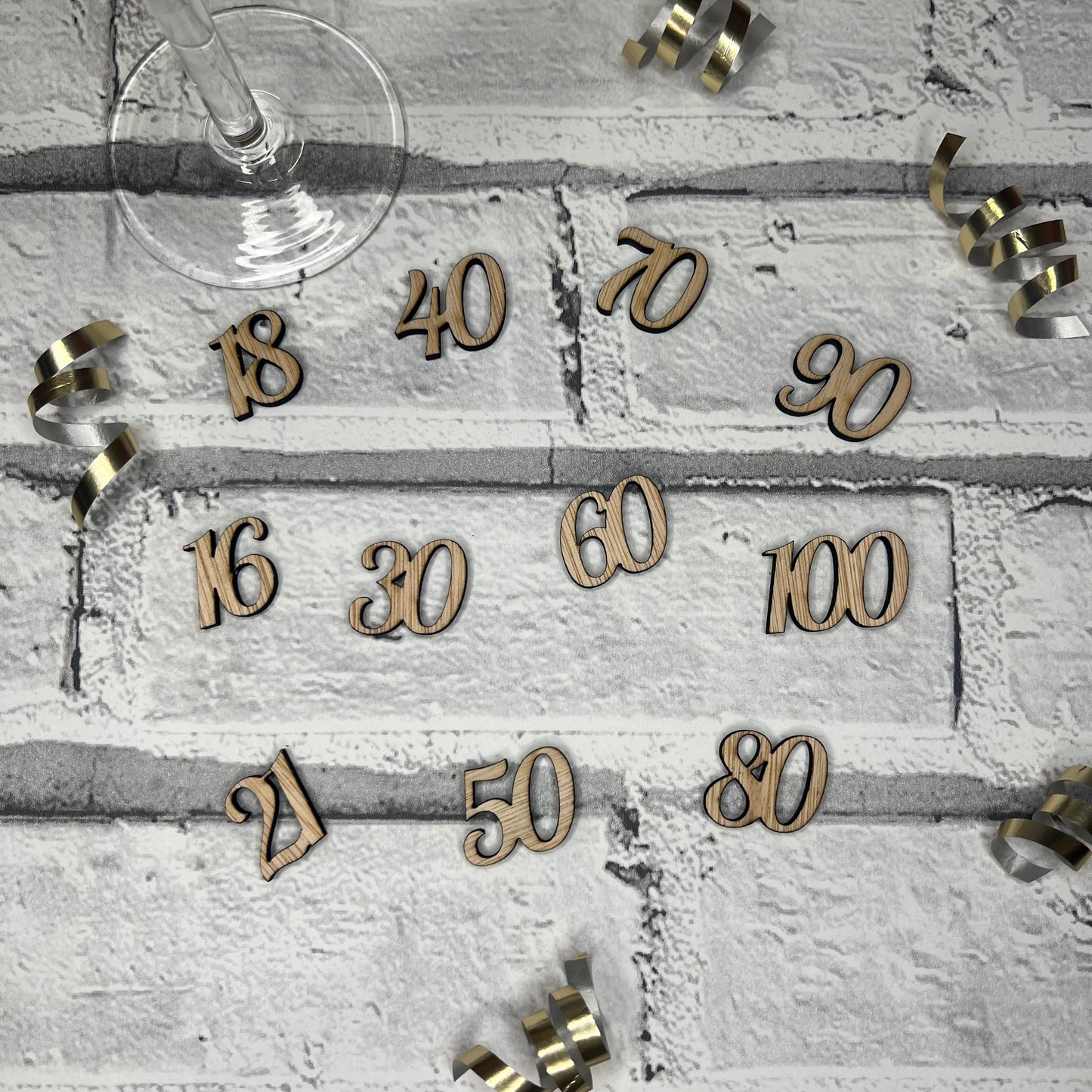 Wooden Table Number Confetti - 100