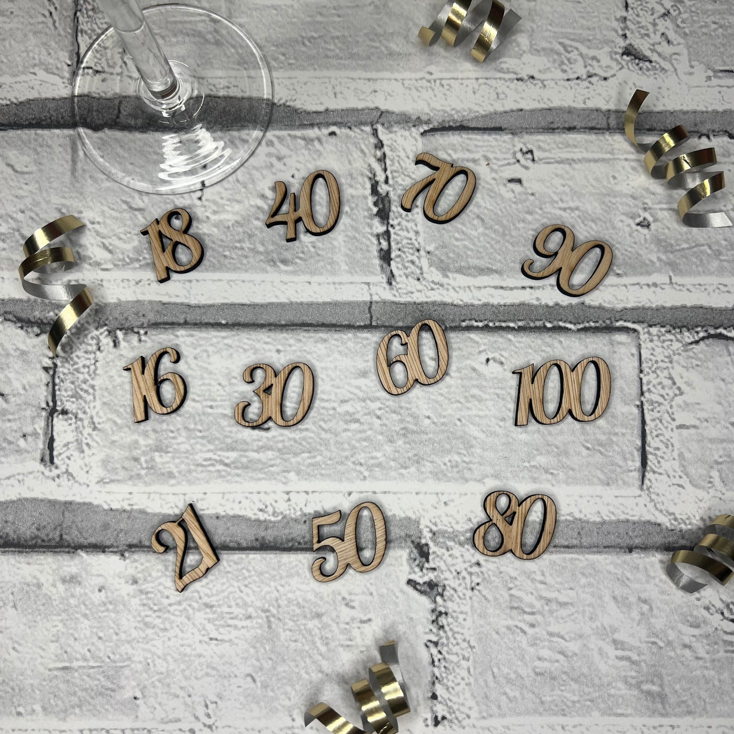 Wooden Table Number Confetti - 90