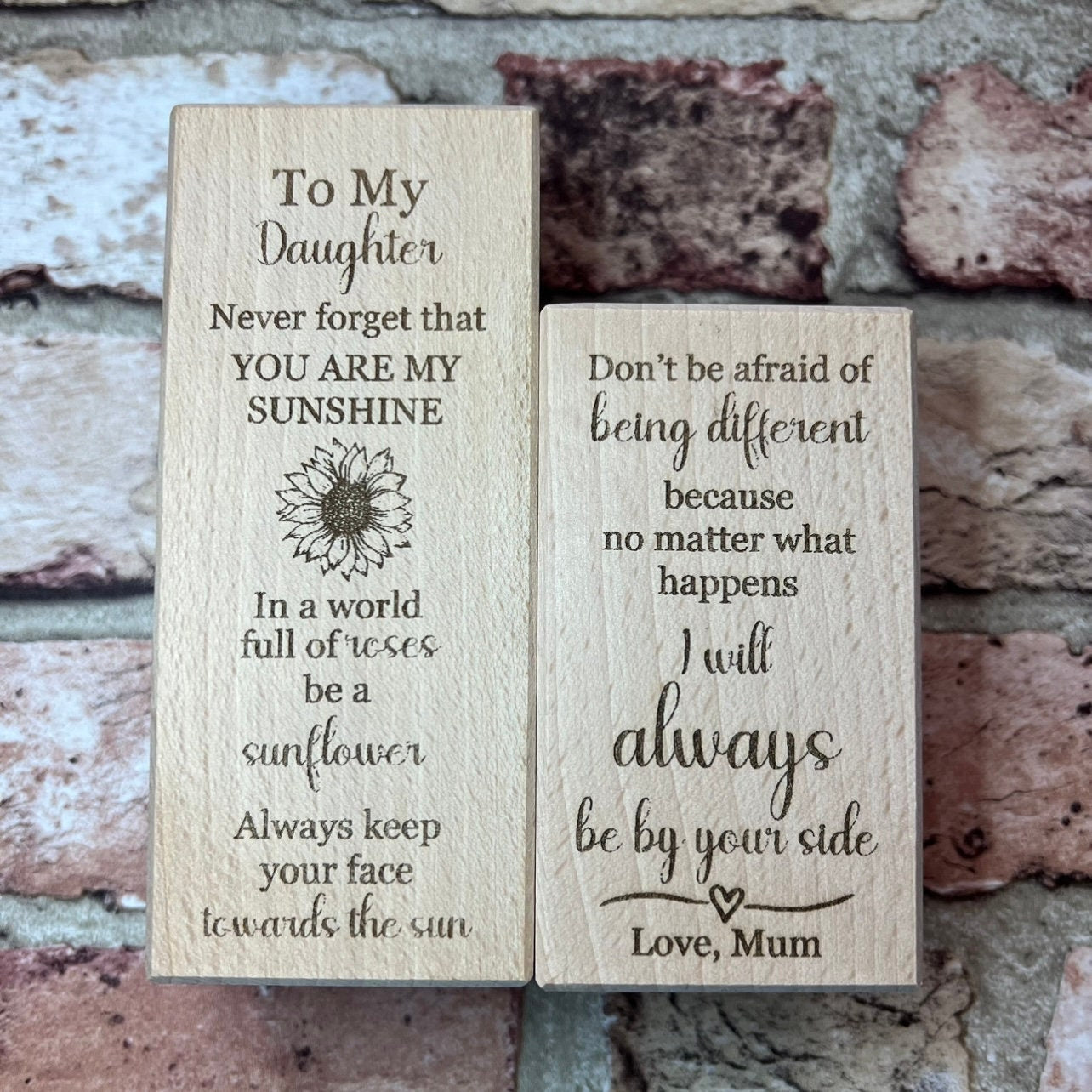 Set Of Two Wooden Tea Light Holder - To My Daughter