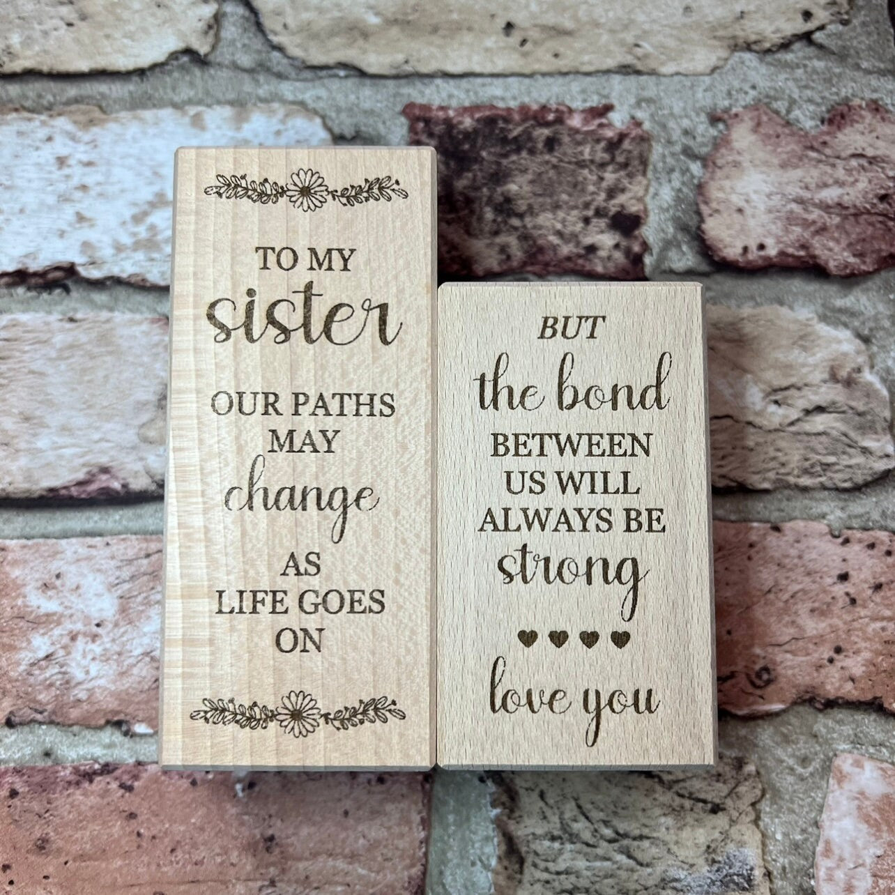 Set Of Two Wooden Tea Light Holder - To My Sister