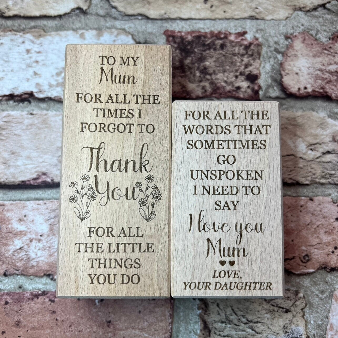 Set Of Two Wooden Tea Light Holder - To My Mum