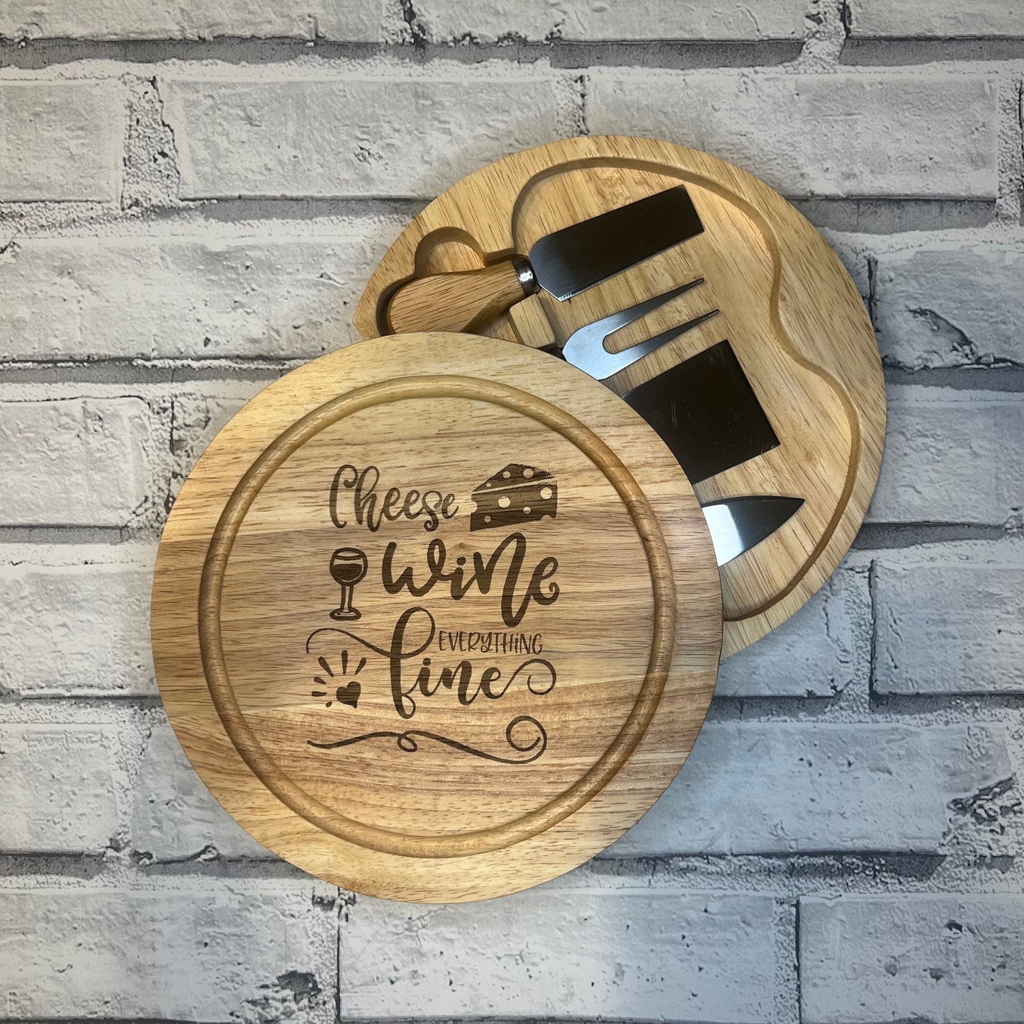 Cheese Board Gift Set - Cheese Wine Everything Fine