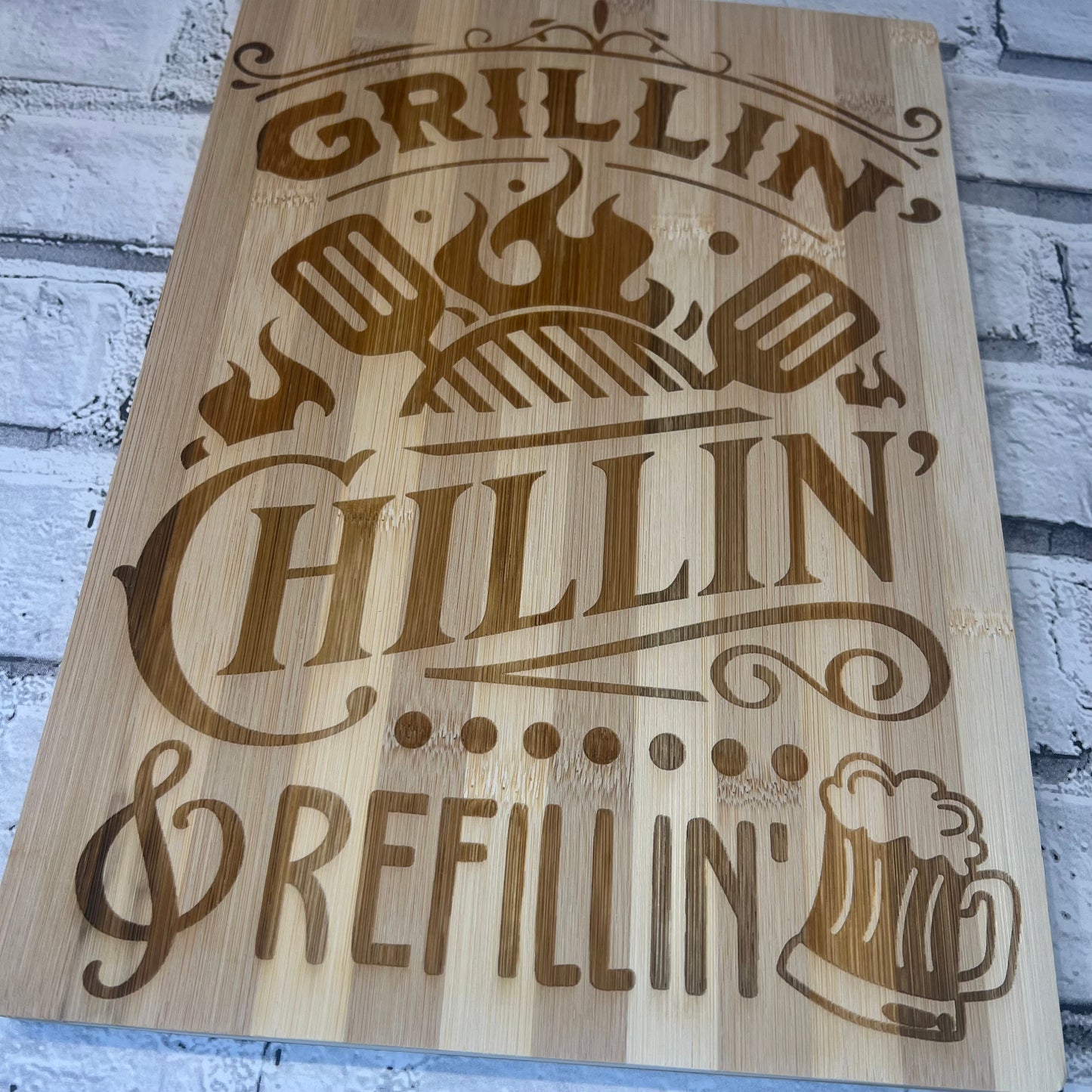 Bamboo Chopping/Serving Board - Chillin' Grillin' Refillin'