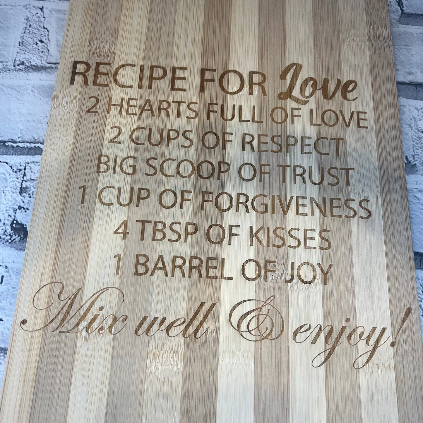 Bamboo Chopping/Serving Board - Recipe For Love