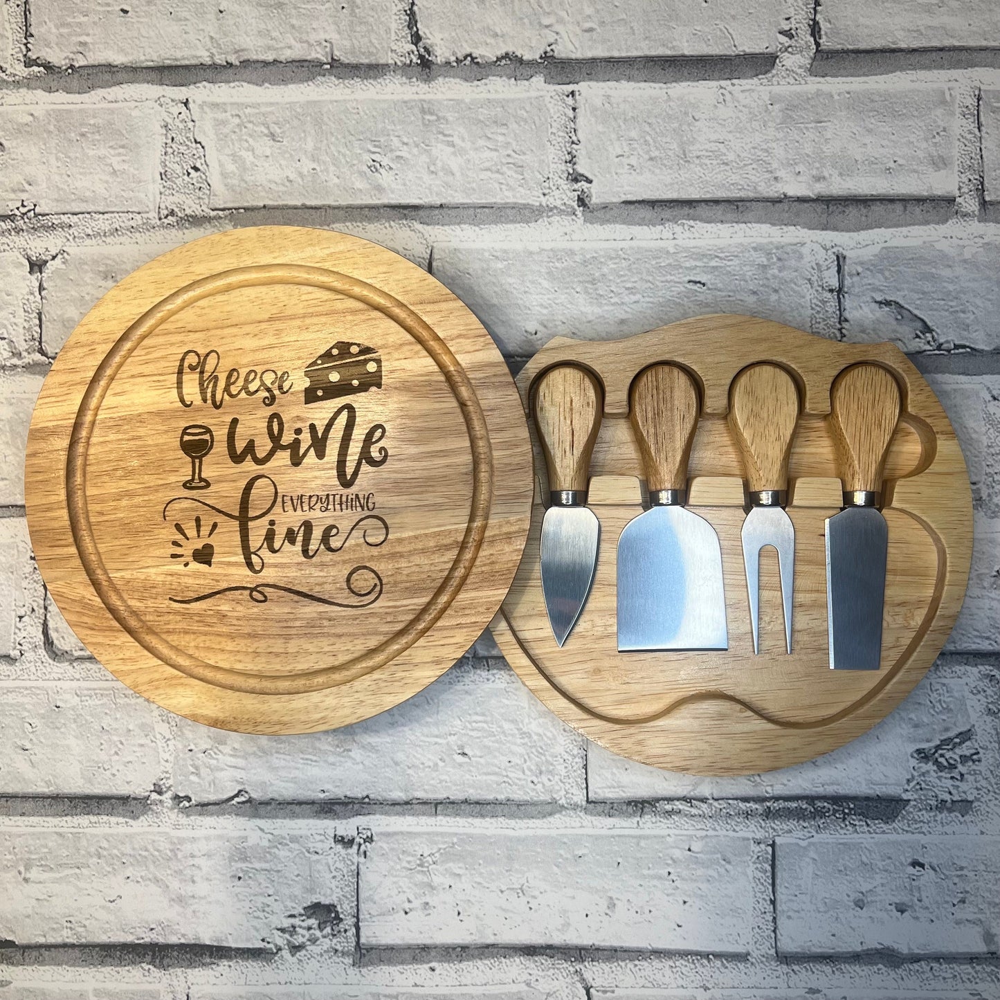 Cheese Board Gift Set - Cheese Wine Everything Fine