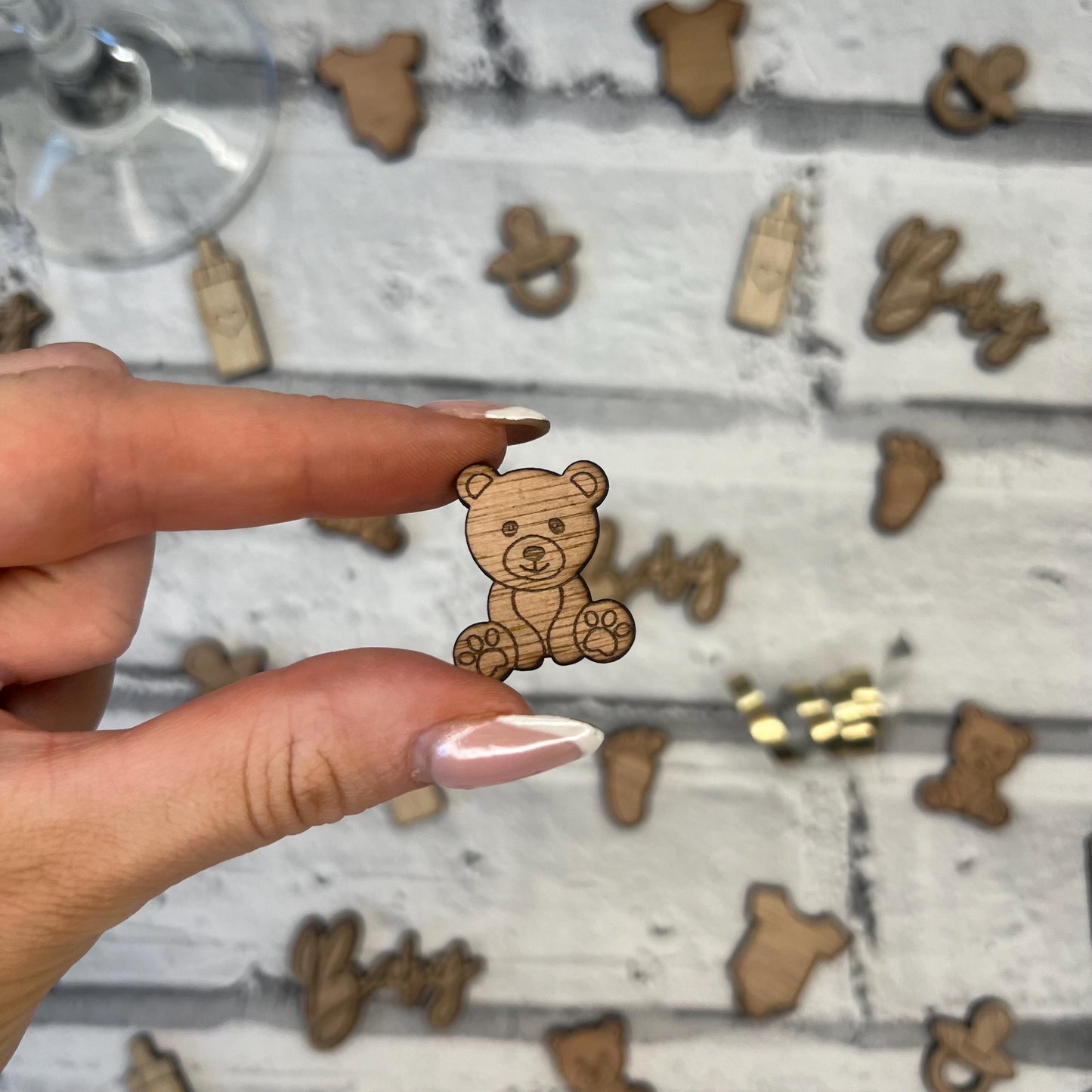 Wooden Table Confetti - Baby Shower