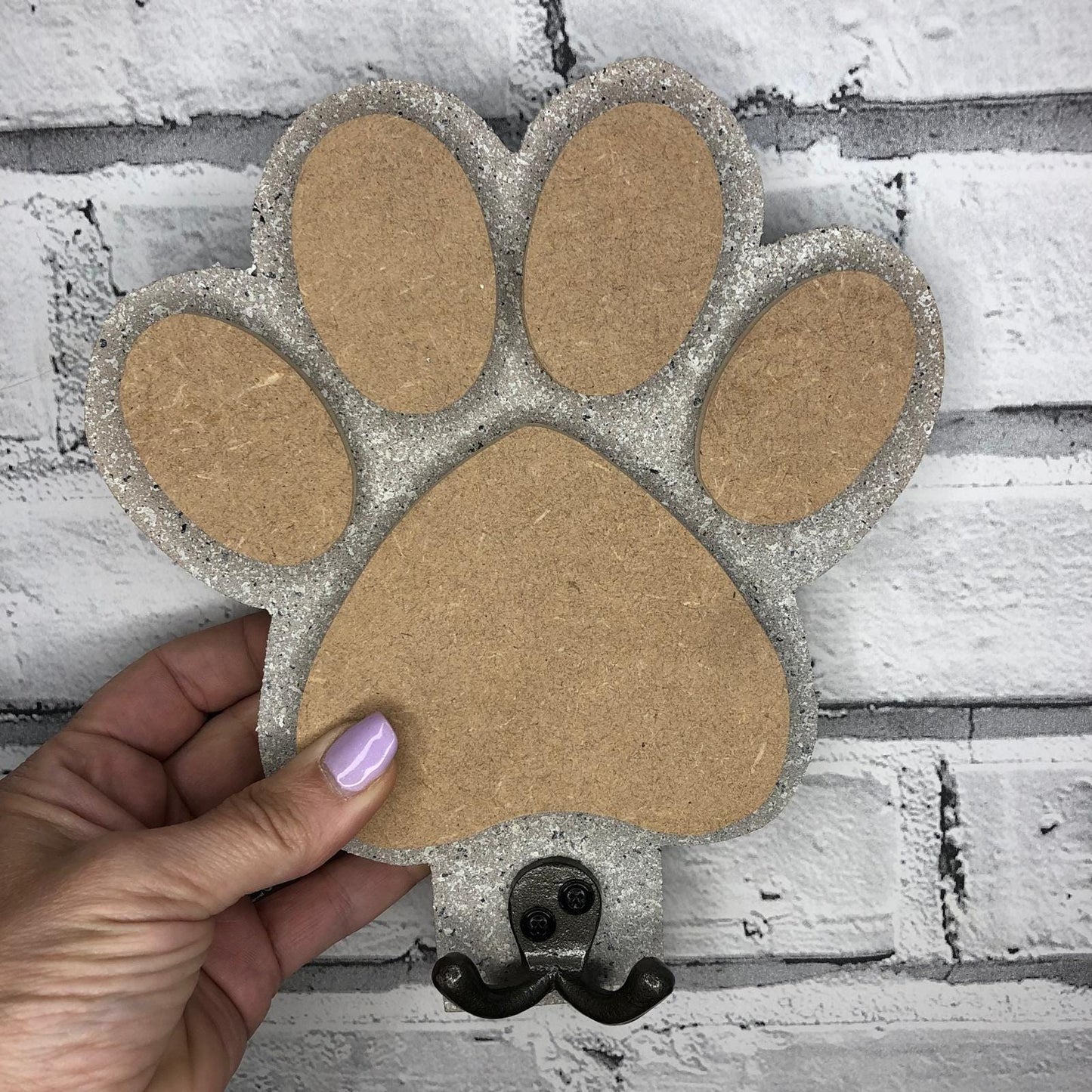 Paw Print Dog Lead Holder - Light Grey