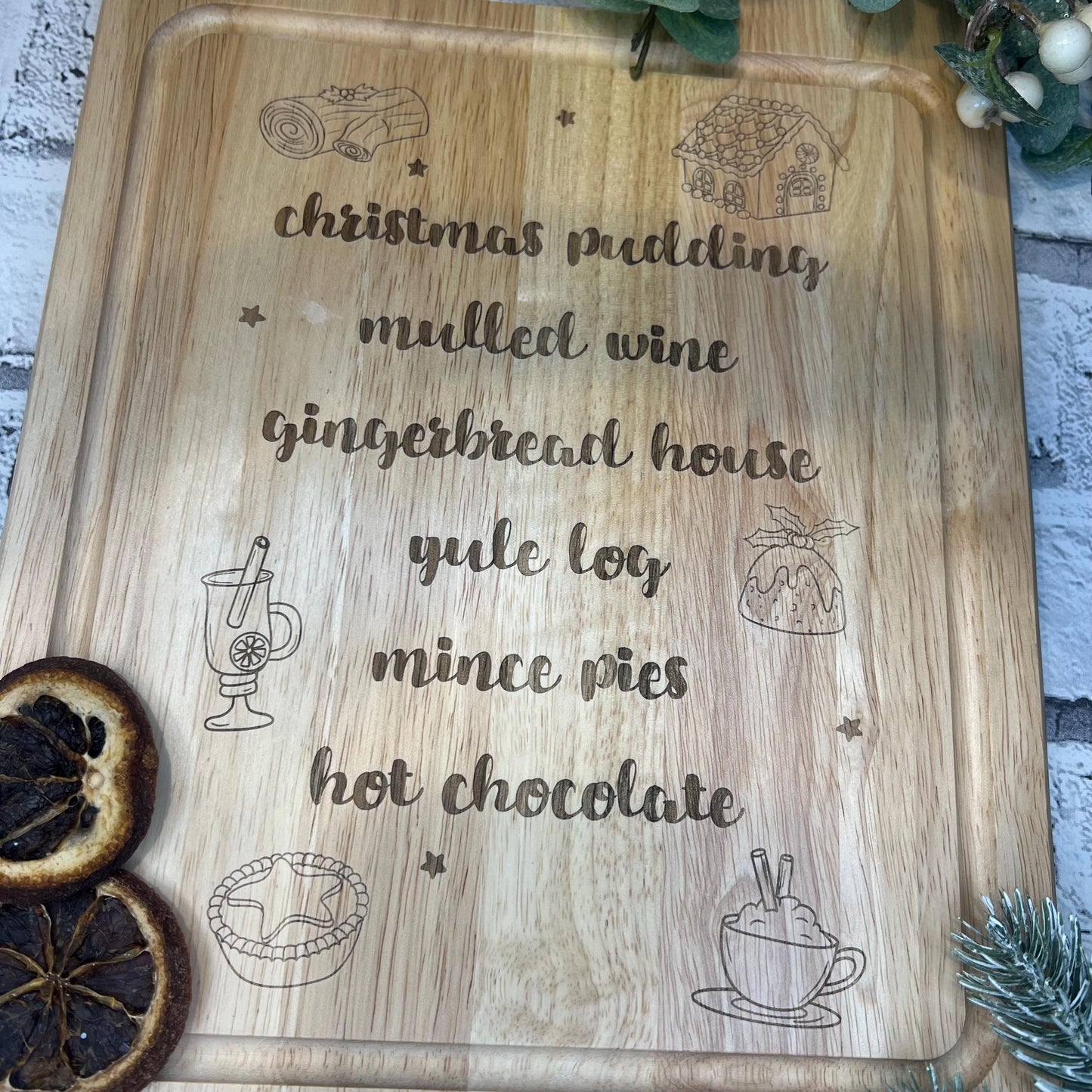 Bamboo Chopping/Serving Board - Christmas/Winter