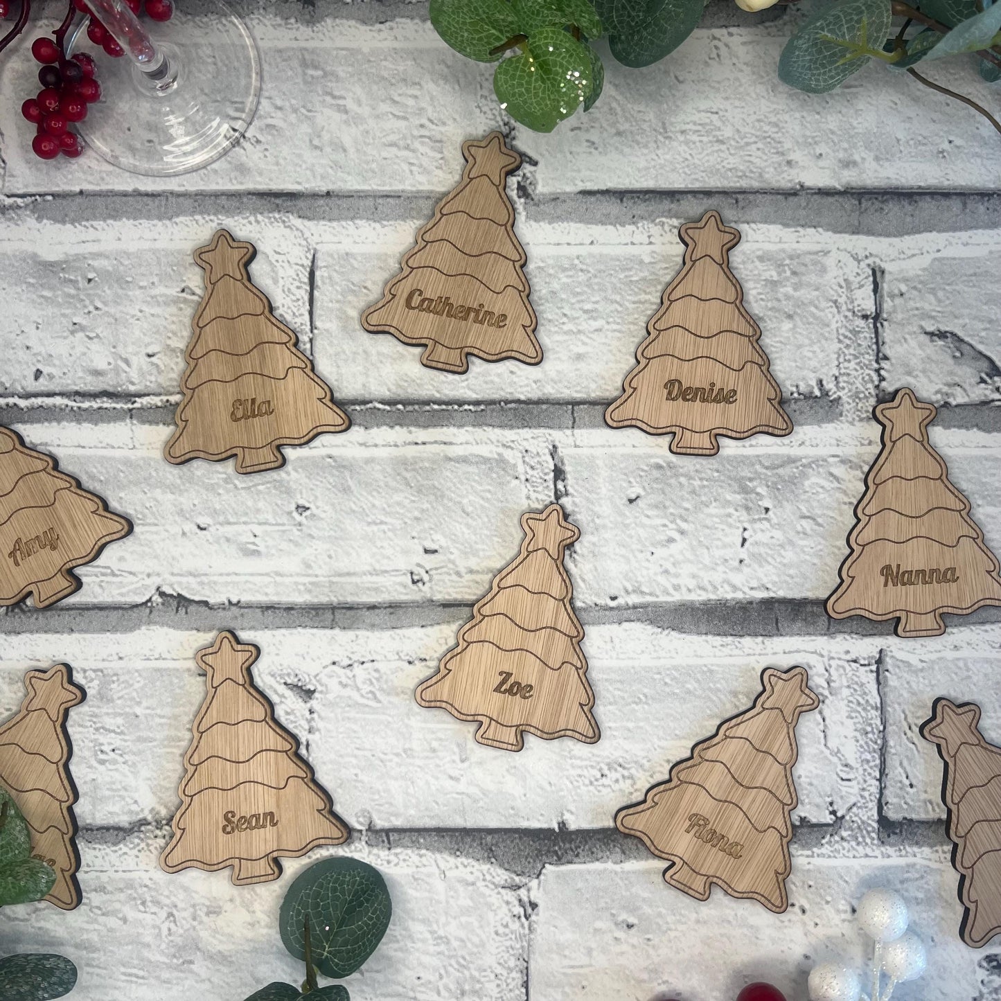 Personalised Christmas Tree Name Place Table Settings