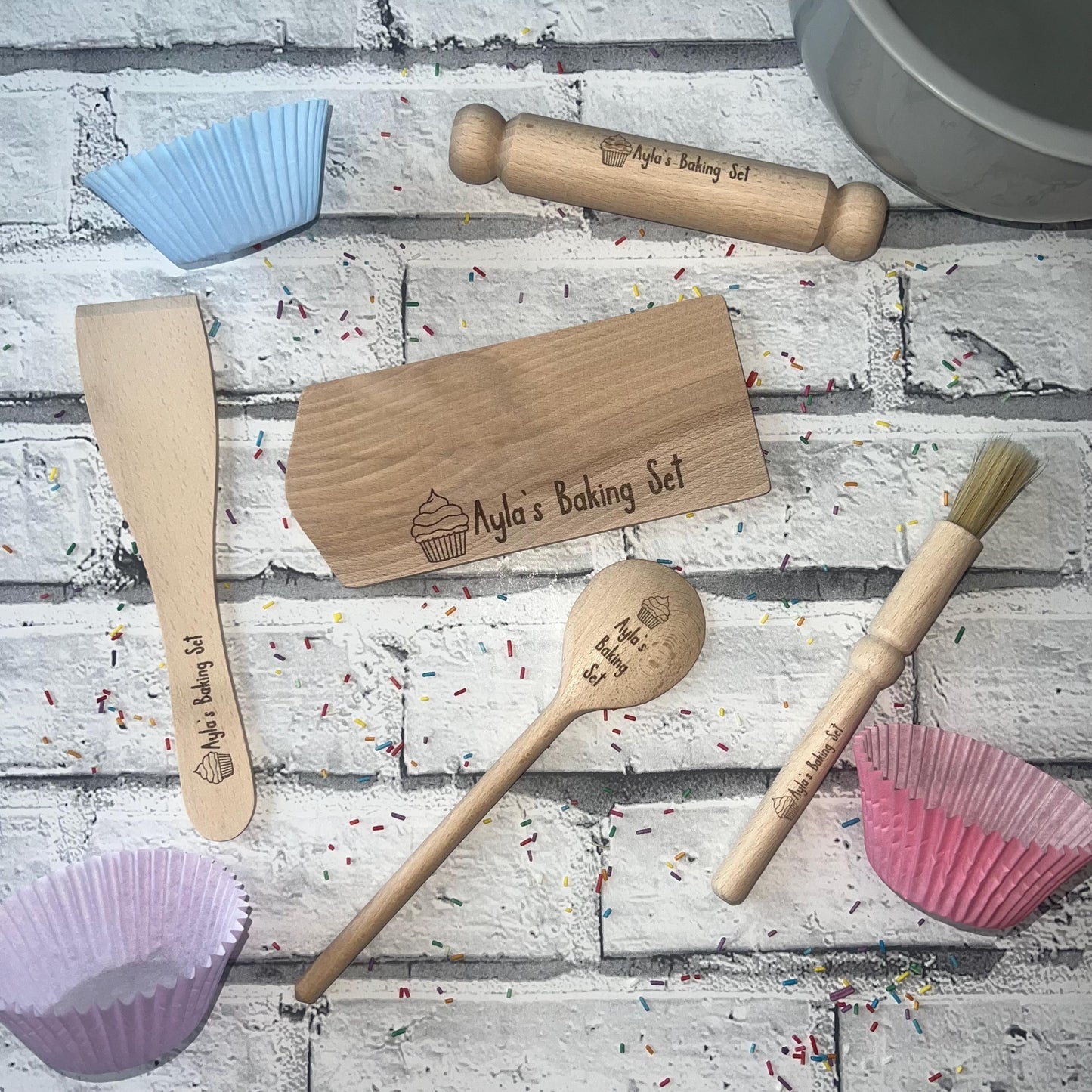 Children's' Personalised Mini Wooden Baking Set