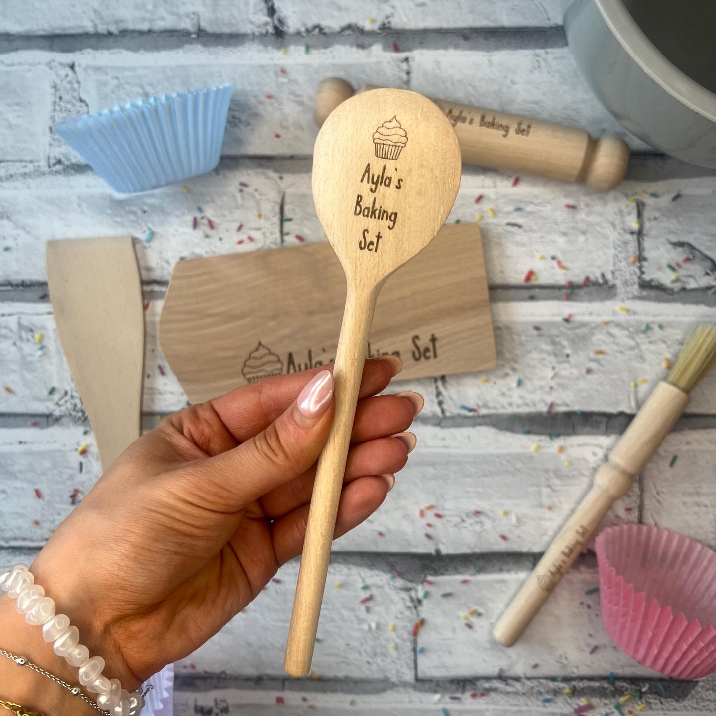 Children's' Personalised Mini Wooden Baking Set