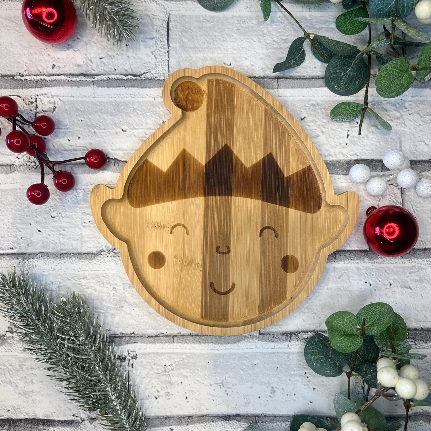 Children's Christmas Bamboo Plate With Personalisation - Elf