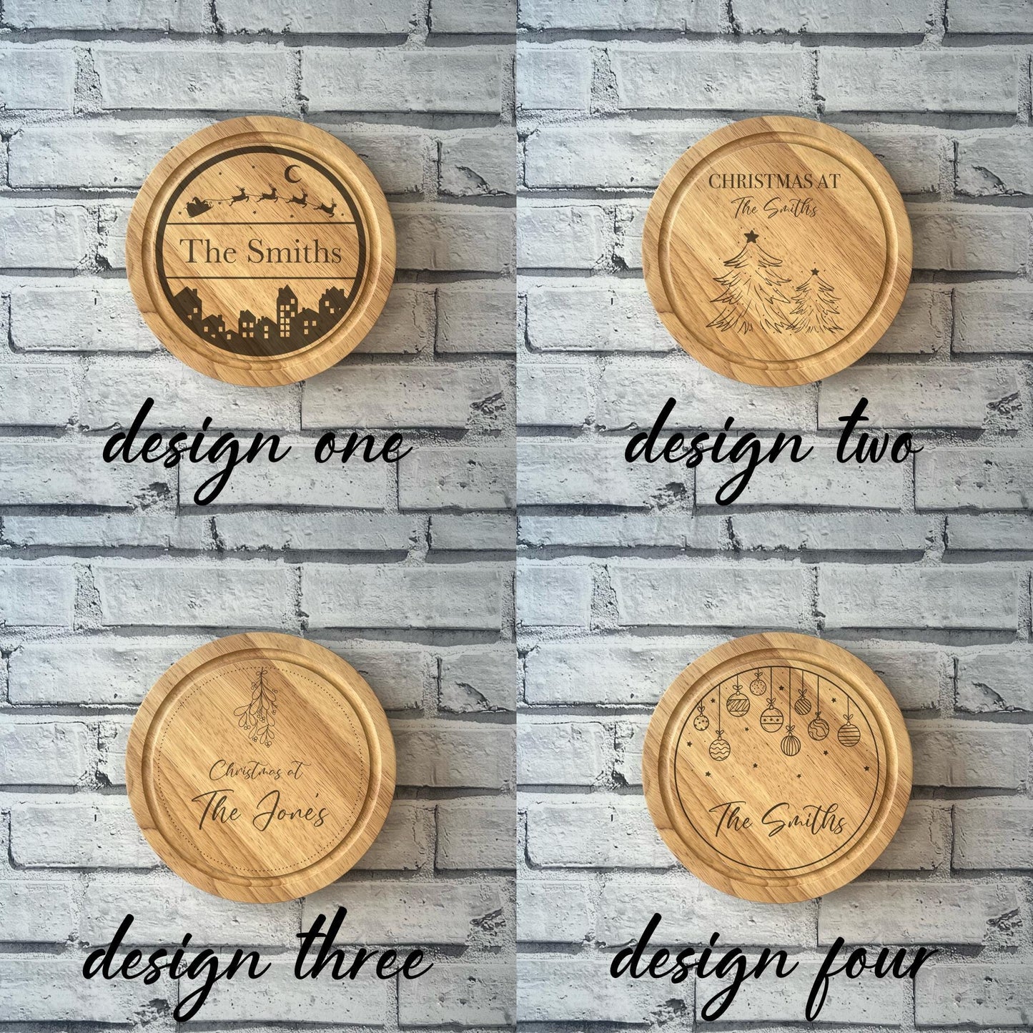 Personalised Christmas Cheese Board Set - Various Designs