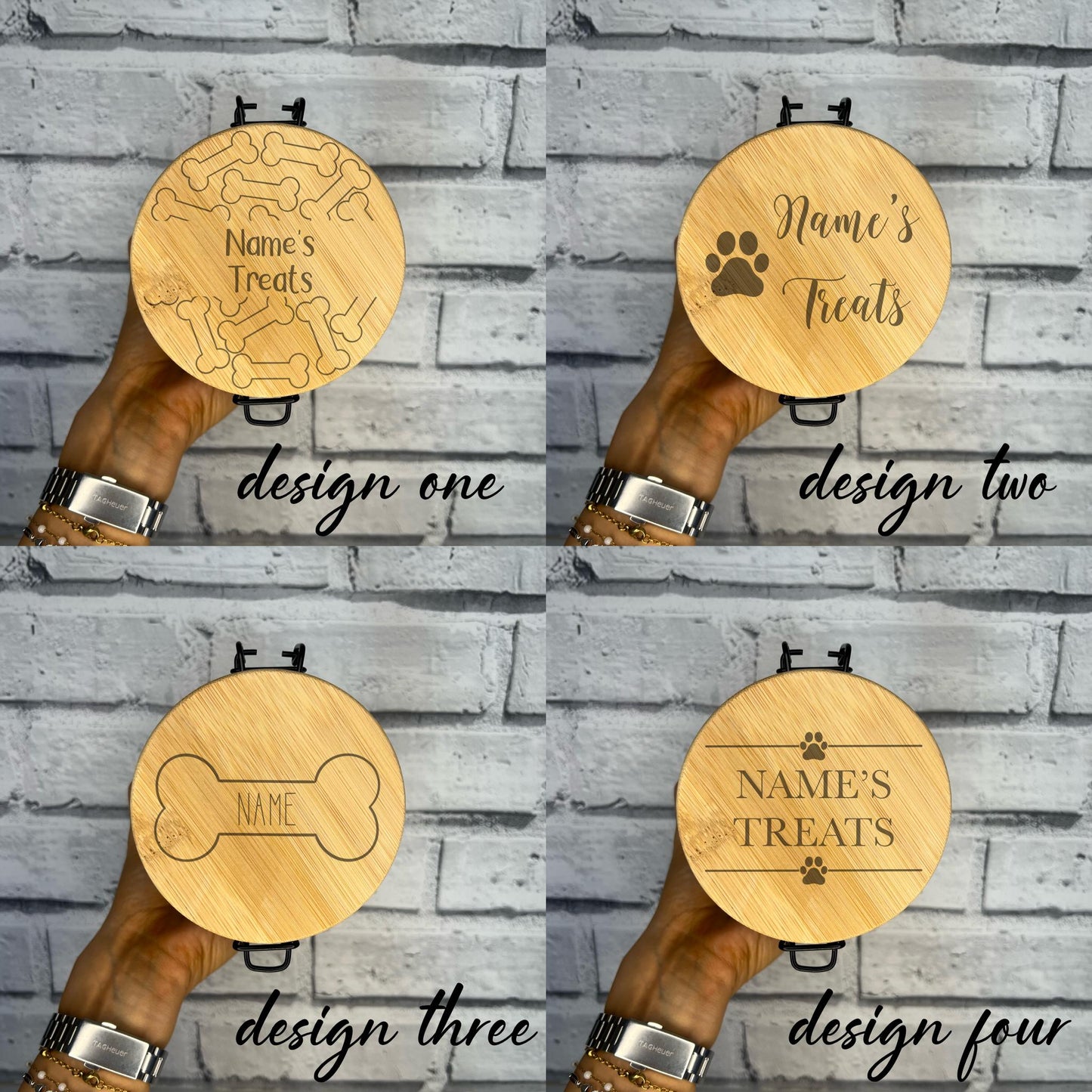 Dog Treat Glass Jar With Personalised Laser Engraved Lid - Various Designs