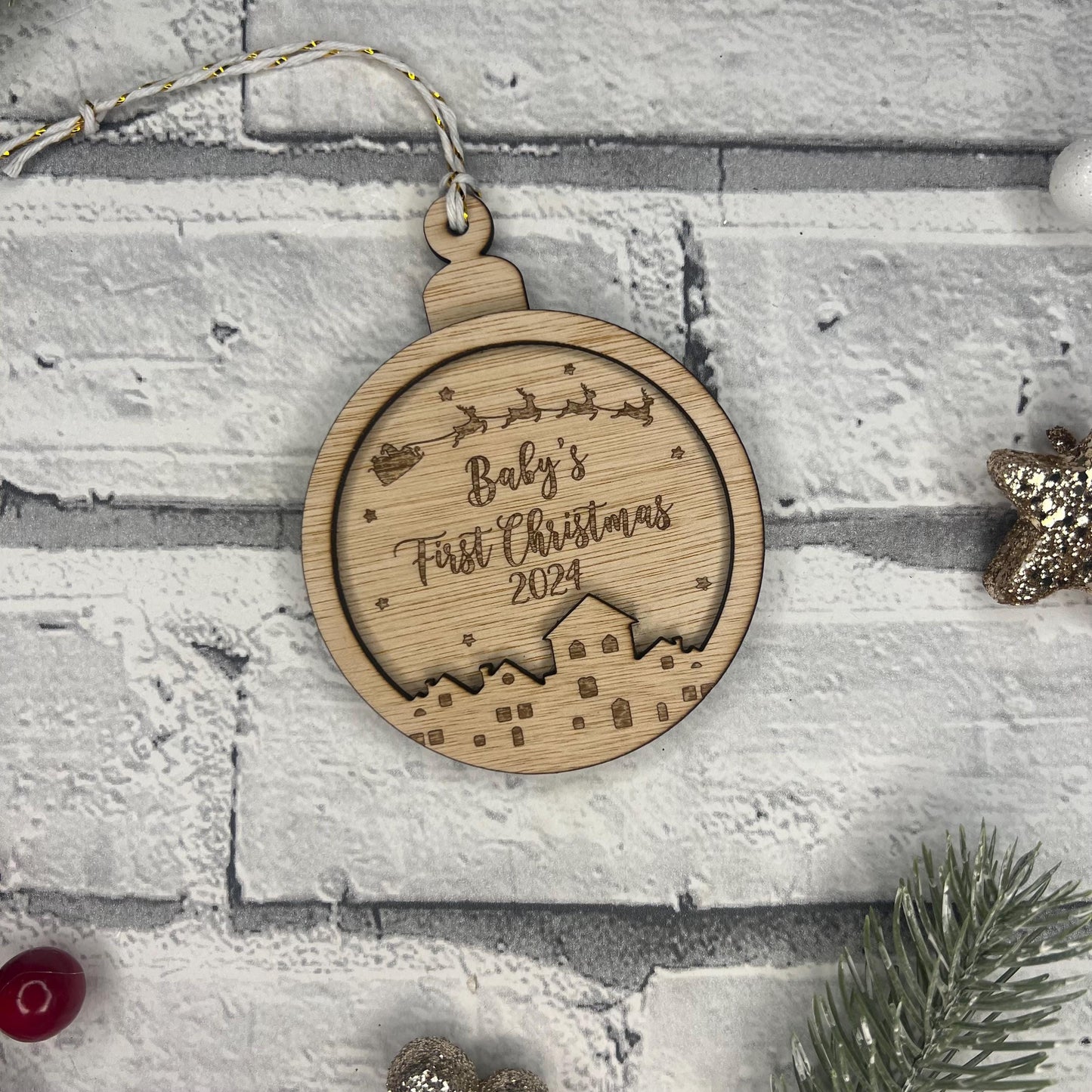 Personalised Baby's First Christmas 2025 Decoration
