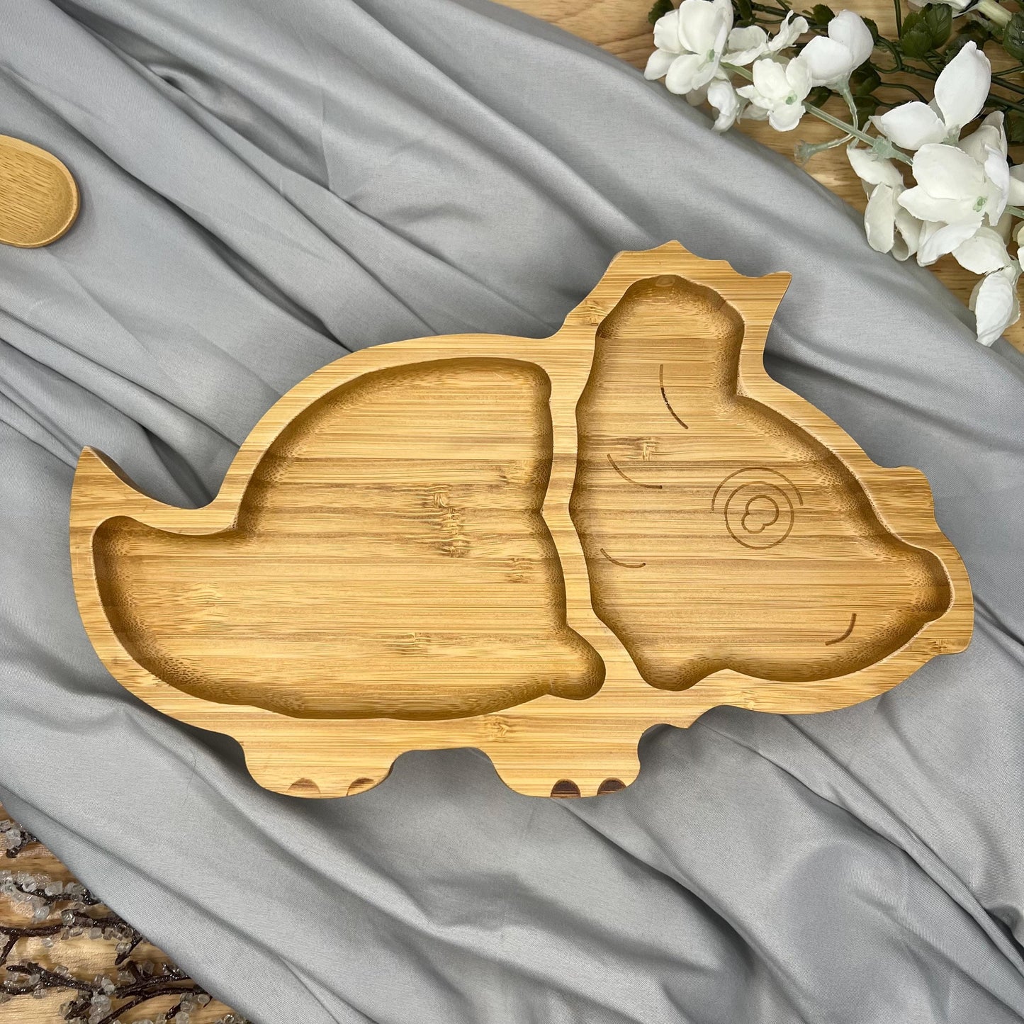 Children's Bamboo Plate With Personalisation - Dinosaur