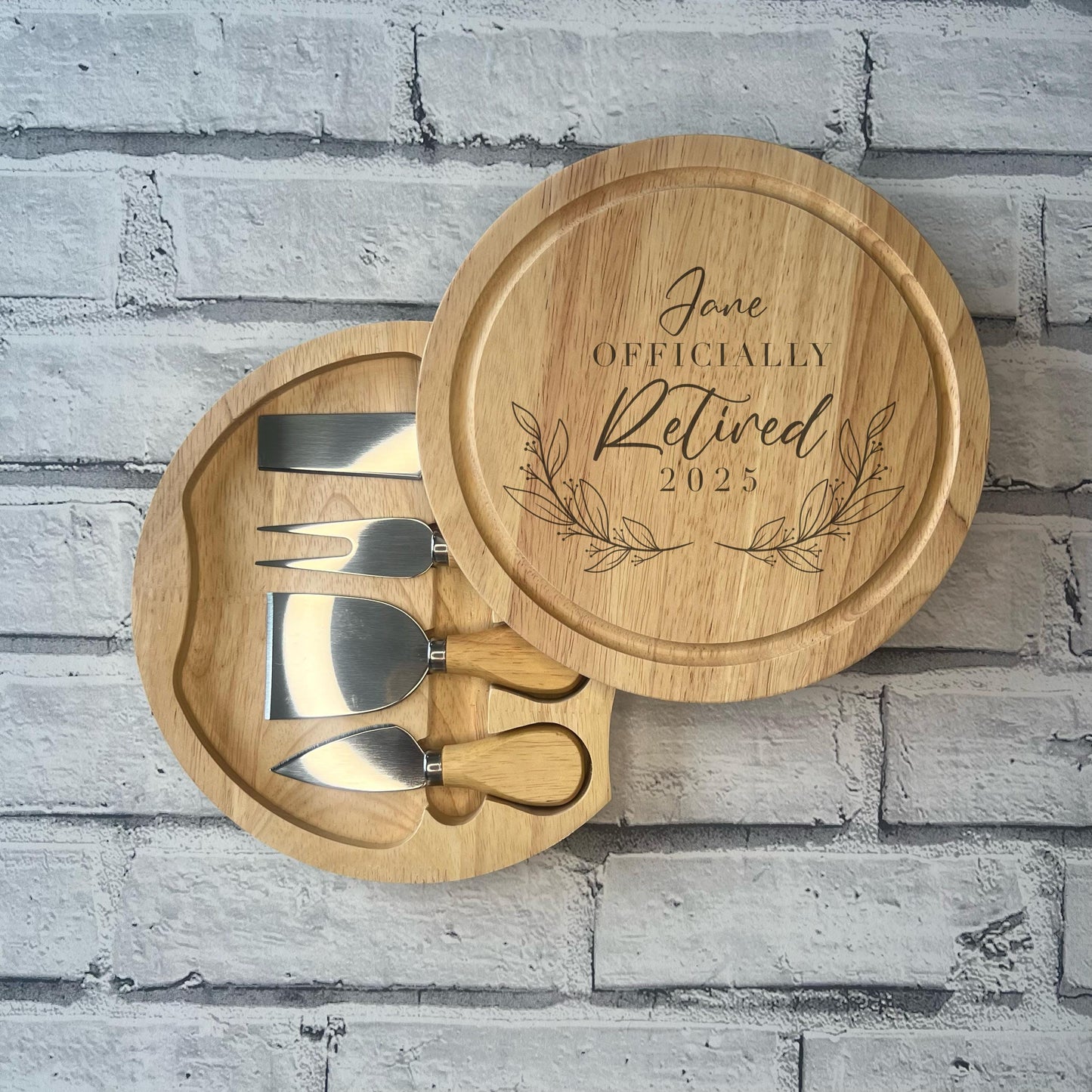 Personalised Cheese Board Set - Retirement Gift - Various Designs