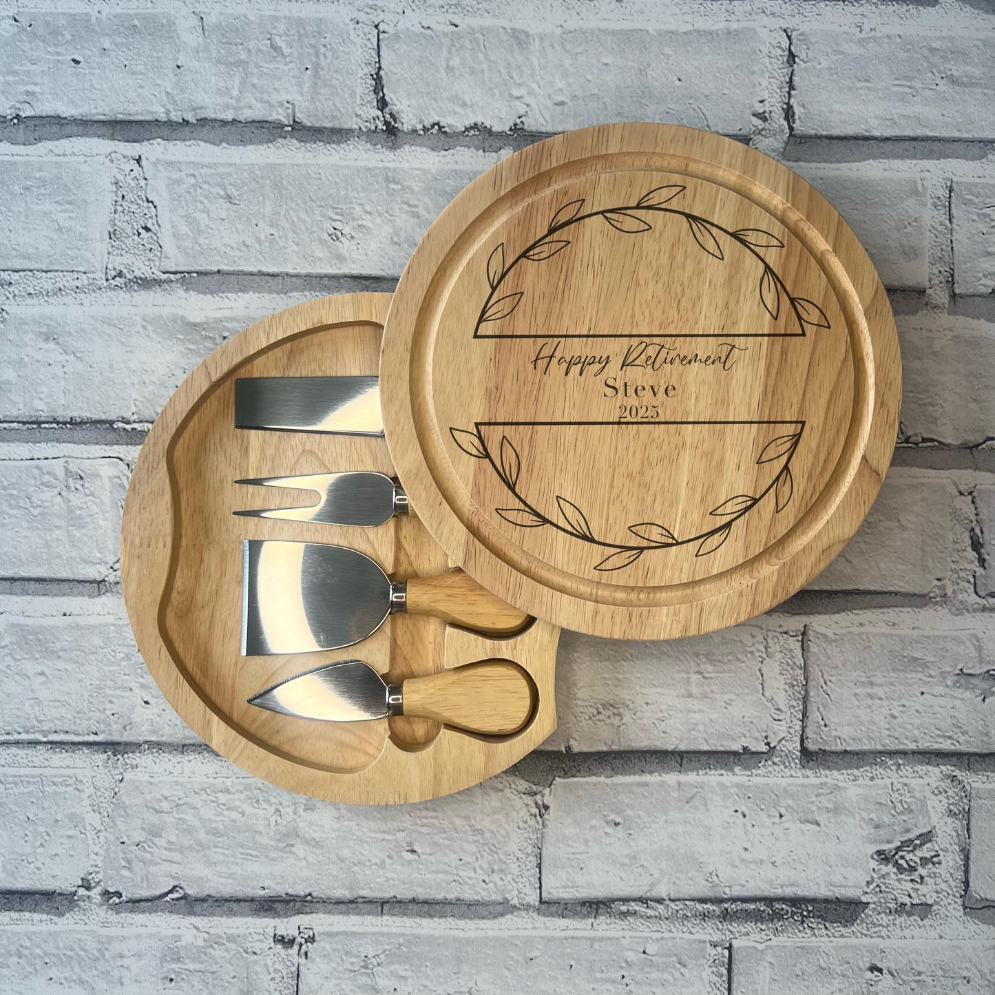 Personalised Cheese Board Set - Retirement Gift - Various Designs