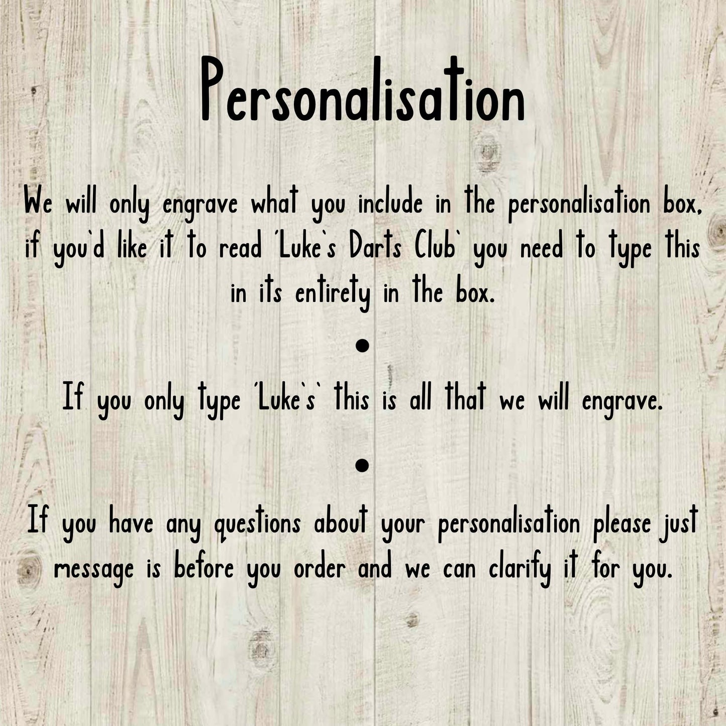 Bamboo Hanging Sign - Personalised Darts Checkout Table