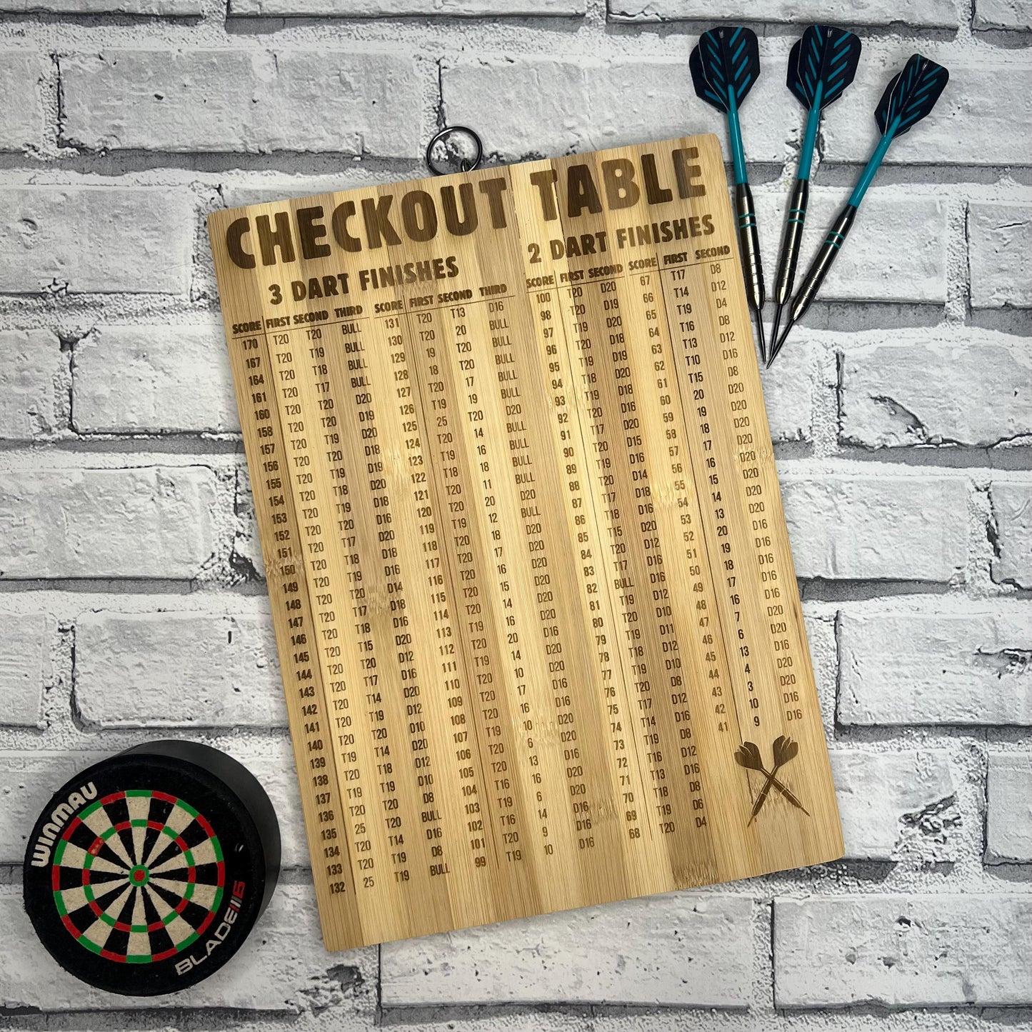 Bamboo Hanging Sign - Personalised Darts Checkout Table