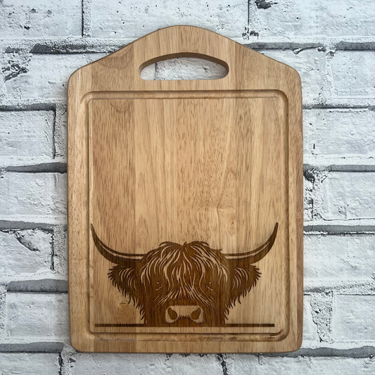 Bamboo Chopping/Serving Board - Peeking Highland Cow
