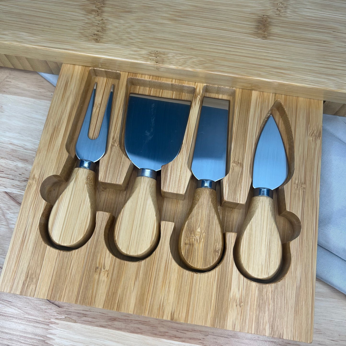 Personalised Rectangle Cheese Board Set - First House