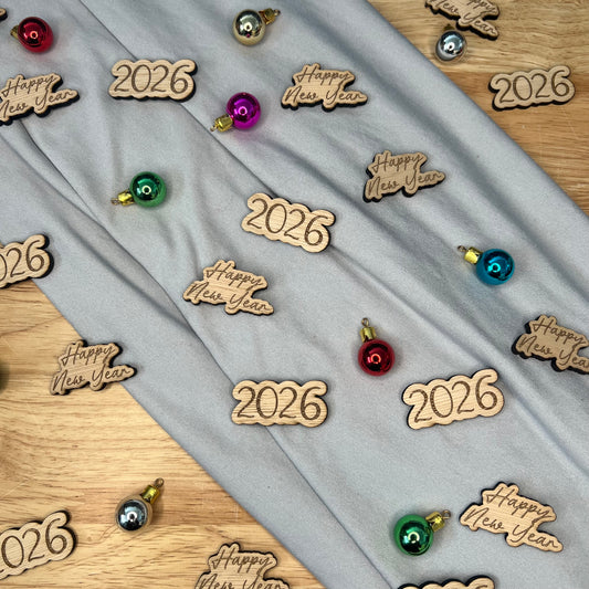 Wooden Table Confetti - Happy New Year 2026
