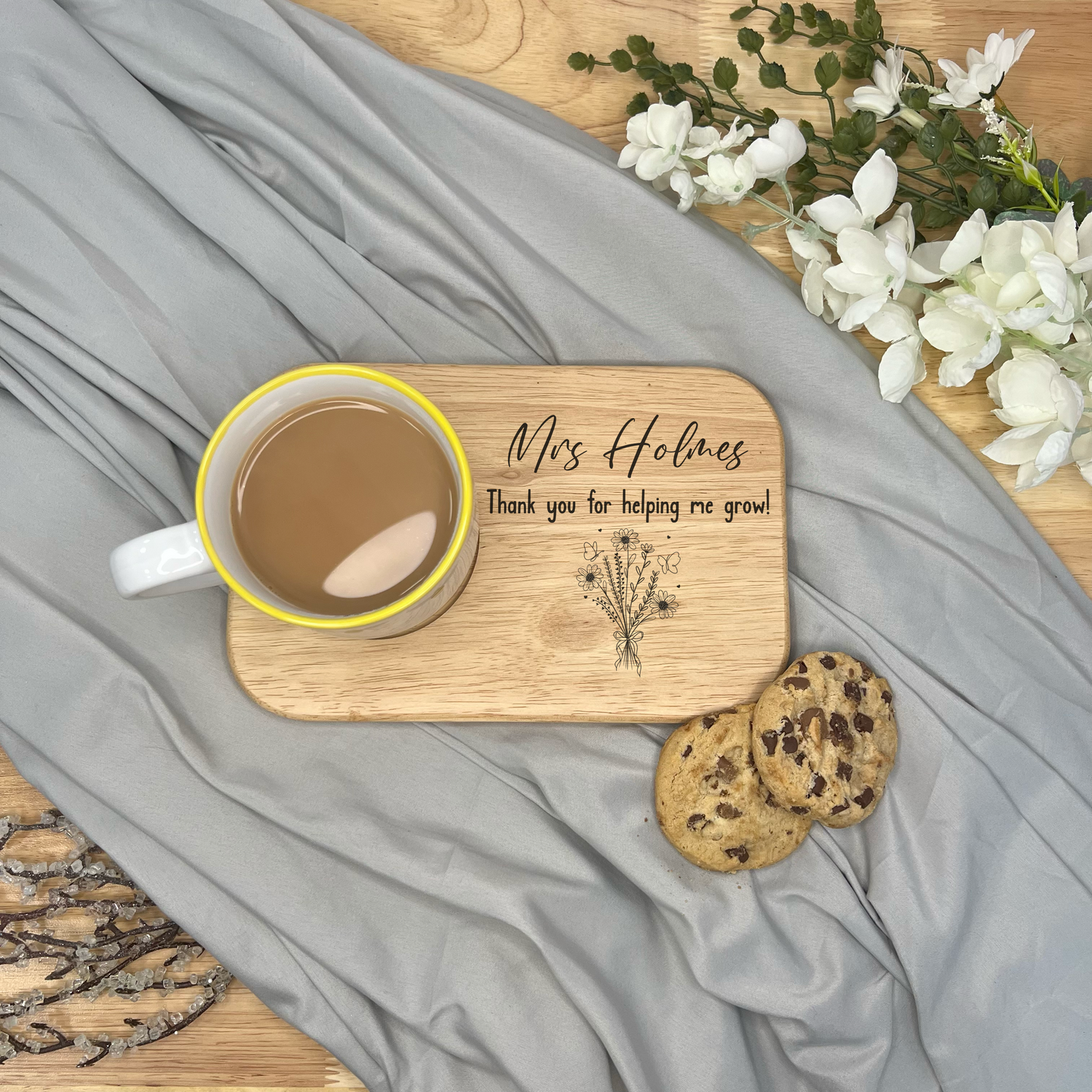 Personalised Teacher Gift Wooden Coaster