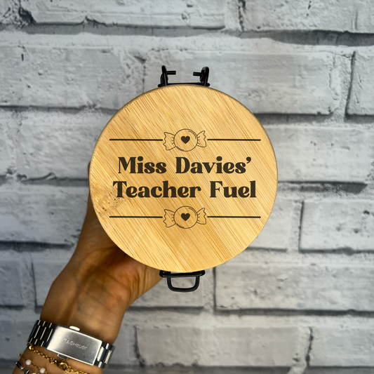 Personalised Jar With Laser Engraved Lid - Teacher Fuel - Sweets