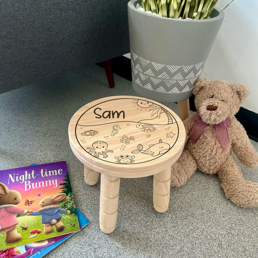 Personalised Children's Wooden Stool / Step - Sea Life
