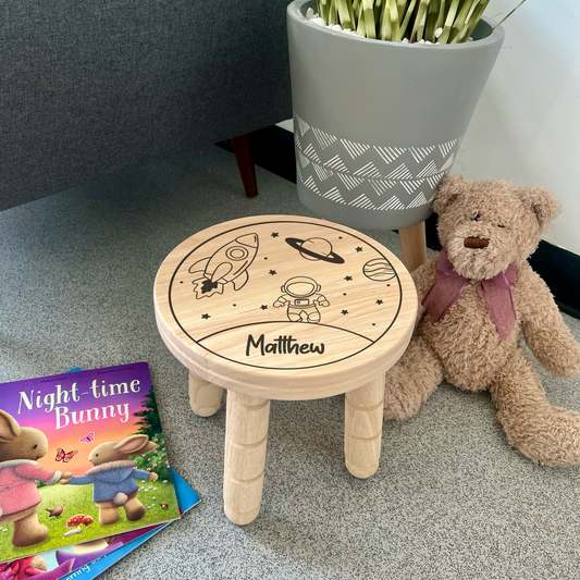 Personalised Children's Wooden Stool / Step - Space