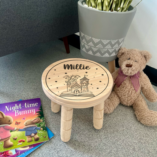 Personalised Children's Wooden Stool / Step - Fairytale