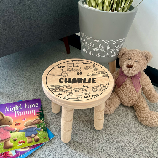 Personalised Children's Wooden Stool / Step - Transport