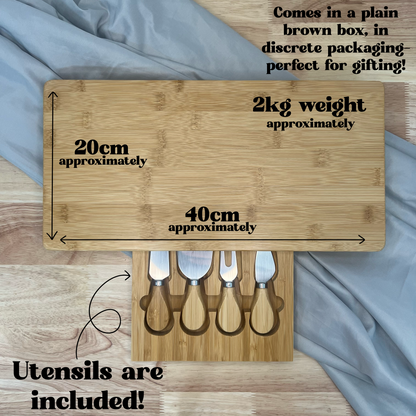 Personalised Rectangle Cheese Board Set - First House