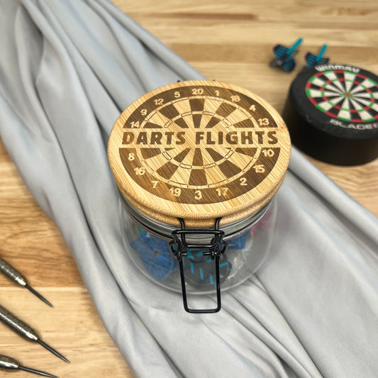 Jar With Laser Engraved Lid - Darts Flights