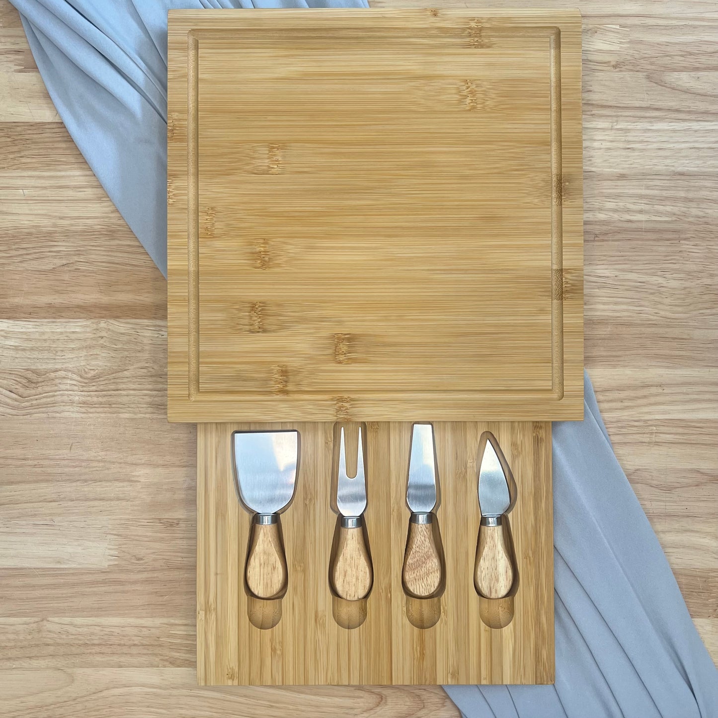 Square Personalised Cheese Board Set - Various Designs