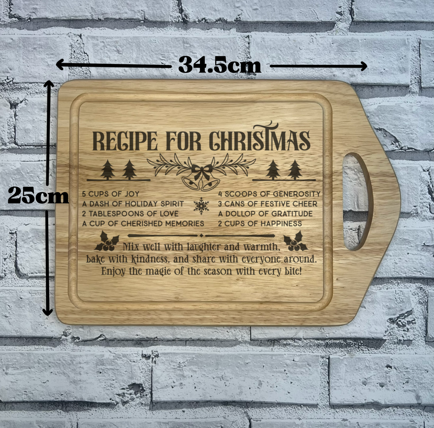 Bamboo Chopping/Serving Board - Recipe For Christmas