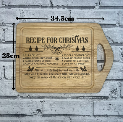 Bamboo Chopping/Serving Board - Recipe For Christmas
