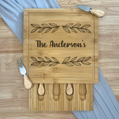 Square Personalised Cheese Board Set - Various Designs