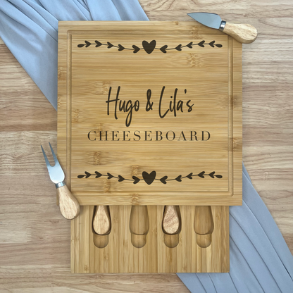 Square Personalised Cheese Board Set - Various Designs
