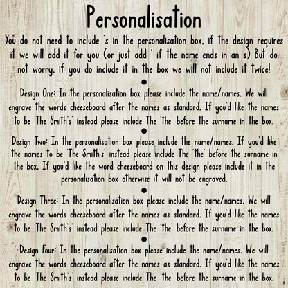 Square Personalised Cheese Board Set - Various Designs