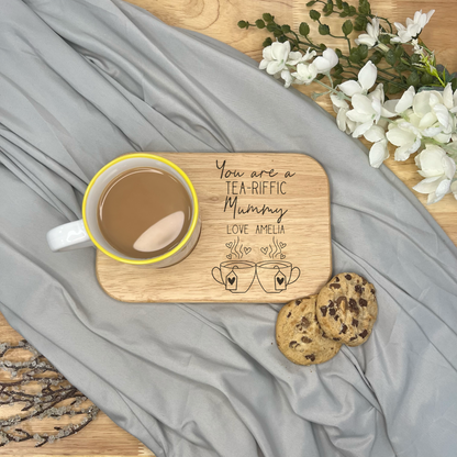 Personalised Wooden Tea & Biscuit Board - Mum/Nan Tea-Riffic