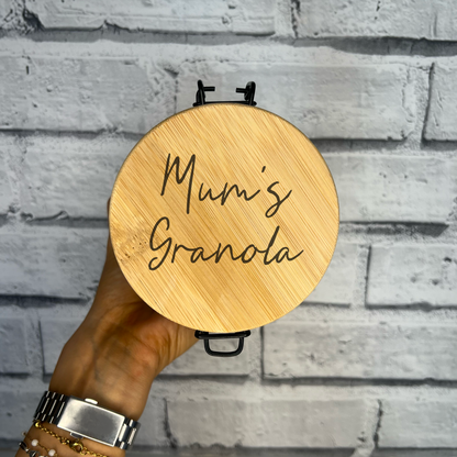 Glass Jar With Personalised Laser Engraved Lid - Any Text