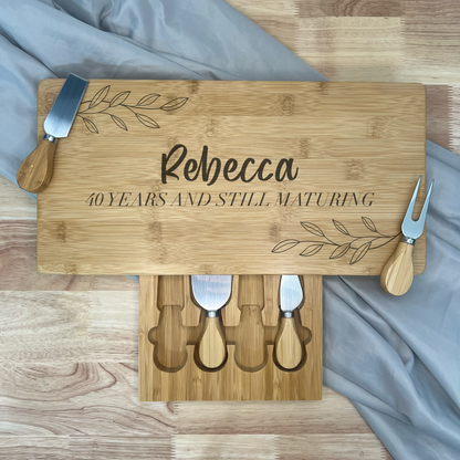 Rectangle Personalised Cheese Board Set - Milestone Birthday - Various Designs