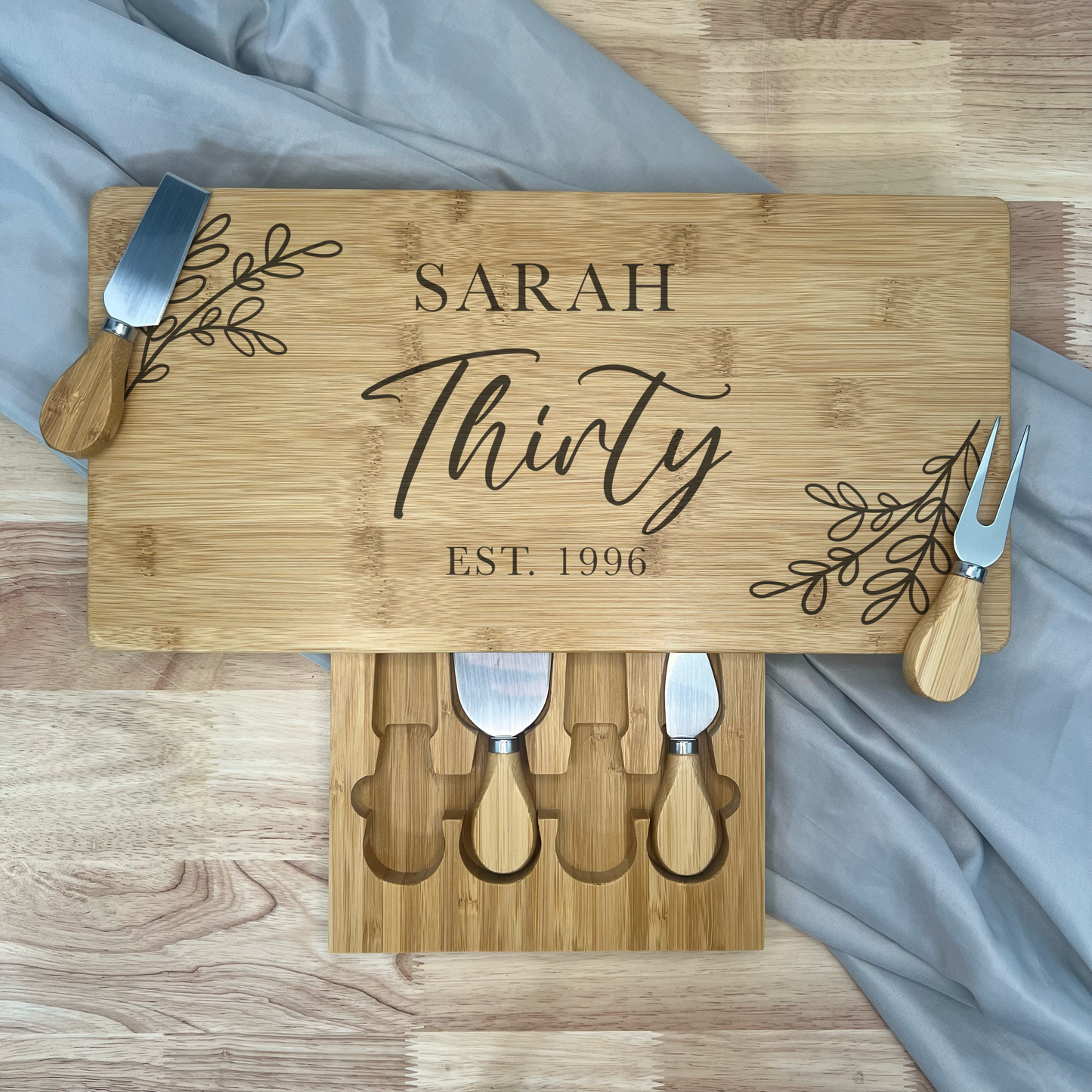 Rectangle Personalised Cheese Board Set - Milestone Birthday - Various Designs